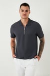 Pamuklu Regular Fit Yarım Fermuarlı 3'lü Paket Erkek Polo Yaka T Shirt 5902434S3 Taş-Antrasit-Vizon