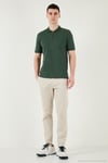 Pamuklu Regular Fit Yarım Fermuarlı 3'lü Paket Erkek Polo Yaka T Shirt 5903008S3 Nefti-Saks-Toprak