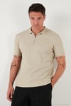 Pamuklu Regular Fit Yarım Fermuarlı 3'lü Paket Erkek Polo Yaka T Shirt 5902738S3 Siyah-Ekru-Vizon