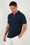 Pamuklu Regular Fit Yarım Fermuarlı 3'lü Paket Erkek Polo Yaka T Shirt 5902738S3 Siyah-Ekru-İndigo