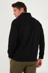 Pamuklu Regular Fit Yarım Fermuarlı Dik Yaka Erkek Sweat 5905470 SİYAH