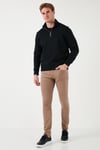 Pamuklu Regular Fit Yarım Fermuarlı Dik Yaka Erkek Sweat 59052592 SİYAH