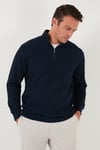 Pamuklu Regular Fit Yarım Fermuarlı Dik Yaka Erkek Sweat 5905716 KOYU LACİVERT