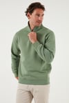Pamuklu Regular Fit Yarım Fermuarlı Dik Yaka Erkek Sweat 59052592 ELMA YEŞİLİ