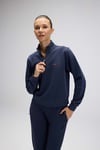Pamuklu Regular Fit Yarım Fermuarlı Dik Yaka Kadın Sweat EF557-NV LACİVERT