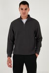 Pamuklu Regular Fit Yarım Fermuarlı Dik Yaka 2'li Paket Erkek Sweat 5905716S2 Koyu Lacivert-Antrasit