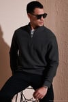 Pamuklu Regular Fit Yarım Fermuarlı Dik Yaka 2'li Paket Erkek Sweat 5905716S2 Koyu Kahve-Antrasit