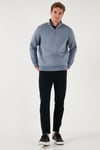 Pamuklu Regular Fit Yarım Fermuarlı Dik Yaka Erkek Sweat 59052592 KOYU GRİ