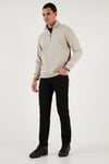 Pamuklu Regular Fit Yarım Fermuarlı Dik Yaka Erkek Sweat 5905470 TAŞ