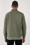 Pamuklu Regular Fit Yarım Fermuarlı Dik Yaka Erkek Sweat 59052592 HAKİ
