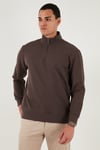 Pamuklu Regular Fit Yarım Fermuarlı Dik Yaka Erkek Sweat 5905470 KOYU KAHVE