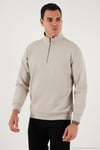 Pamuklu Regular Fit Yarım Fermuarlı Dik Yaka Erkek Sweat 5905470 TAŞ