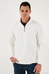 Pamuklu Regular Fit Yarım Fermuarlı Dik Yaka 2'li Paket Erkek Sweat 5905716S2 EKRU-TAŞ