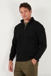 Pamuklu Regular Fit Yarım Fermuarlı Dik Yaka Erkek Sweat 5905470 SİYAH