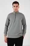 Pamuklu Regular Fit Yarım Fermuarlı Dik Yaka Erkek Sweat 5905470 AÇIK HAKİ