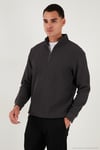 Pamuklu Regular Fit Yarım Fermuarlı Dik Yaka 2'li Paket Erkek Sweat 5905716S2 ANTRASİT-VİŞNE