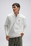 Pamuklu Regular Fit Yarım Fermuarlı Dik Yaka Erkek Sweat EM580-OF BEYAZ