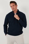 Pamuklu Regular Fit Yarım Fermuarlı Dik Yaka 2'li Paket Erkek Sweat 5905716S2 Koyu Lacivert-Siyah