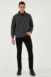 Pamuklu Regular Fit Yarım Fermuarlı Dik Yaka Erkek Sweat 5905470 ANTRASİT