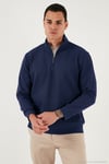 Pamuklu Regular Fit Yarım Fermuarlı Dik Yaka Erkek Sweat 5905470 İNDİGO