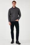Pamuklu Regular Fit Yarım Fermuarlı Dik Yaka Erkek Sweat 59052592 ANTRASİT