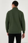 Pamuklu Regular Fit Yarım Fermuarlı Dik Yaka Erkek Sweat 5905470 HAKİ