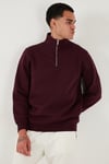Pamuklu Regular Fit Yarım Fermuarlı Dik Yaka Erkek Sweat 59052592 VİŞNE