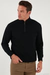 Pamuklu Regular Fit Yarım Fermuarlı Dik Yaka 2'li Paket Erkek Sweat 5905716S2 Koyu Lacivert-Siyah