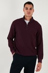 Pamuklu Regular Fit Yarım Fermuarlı Dik Yaka Erkek Sweat 5905716 VİŞNE