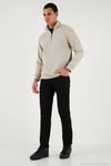 Pamuklu Regular Fit Yarım Fermuarlı Dik Yaka Erkek Sweat 5905470 TAŞ