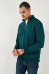 Pamuklu Regular Fit Yarım Fermuarlı Dik Yaka Erkek Sweat 59052592 PETROL