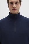 Pamuklu Regular Fit Yarım Fermuarlı Dik Yaka Erkek Kazak 0710268-82318 KOYU LACIVERT