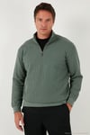 Pamuklu Regular Fit Yarım Fermuarlı Dik Yaka Erkek Sweat 5905716 HAKİ