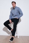 Pamuklu Regular Fit Yarım Fermuarlı Dik Yaka Erkek Sweat 59052592 KOYU GRİ