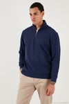 Pamuklu Regular Fit Yarım Fermuarlı Dik Yaka Erkek Sweat 5905470 İNDİGO