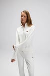 Pamuklu Regular Fit Yarım Fermuarlı Dik Yaka Kadın Sweat EF557-OF BEYAZ