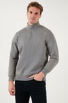 Pamuklu Regular Fit Yarım Fermuarlı Dik Yaka Erkek Sweat 59052592 AÇIK HAKİ