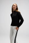Pamuklu Regular Fit Yarım Fermuarlı Dik Yaka Kadın Sweat EF557-BK SİYAH