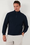 Pamuklu Regular Fit Yarım Fermuarlı Dik Yaka Erkek Sweat 5905716 KOYU LACİVERT