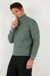 Pamuklu Regular Fit Yarım Fermuarlı Dik Yaka Erkek Sweat 5905716 HAKİ