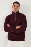 Pamuklu Regular Fit Yarım Fermuarlı Dik Yaka Erkek Sweat 59052592 VİŞNE