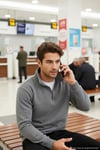 Pamuklu Regular Fit Yarım Fermuarlı Dik Yaka Erkek Kazak 456112 GRİ