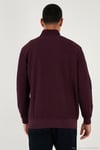 Pamuklu Regular Fit Yarım Fermuarlı Dik Yaka 2'li Paket Erkek Sweat 5905716S2 Koyu Kahve-Vişne
