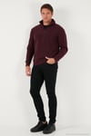 Pamuklu Regular Fit Yarım Fermuarlı Dik Yaka Erkek Kazak 456112 MÜRDÜM