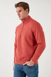 Pamuklu Regular Fit Yarım Fermuarlı Dik Yaka Erkek Sweat 59052592 KİREMİT