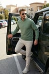 Pamuklu Regular Fit Yarım Fermuarlı Dik Yaka Erkek Sweat 59052592 ELMA YEŞİLİ