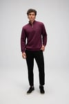 Pamuklu Regular Fit Yarım Fermuarlı Dik Yaka Erkek Sweat EM580-BRD BORDO