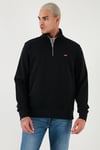 Pamuklu Regular Fit Yarım Fermuarlı Dik Yaka Erkek Sweat 001TU-0000 SİYAH