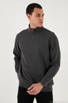 Pamuklu Regular Fit Yarım Fermuarlı Dik Yaka Erkek Sweat 5905470 ANTRASİT
