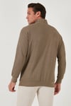 Pamuklu Regular Fit Yarım Fermuarlı Dik Yaka Erkek Sweat 5905716 KOYU VİZON